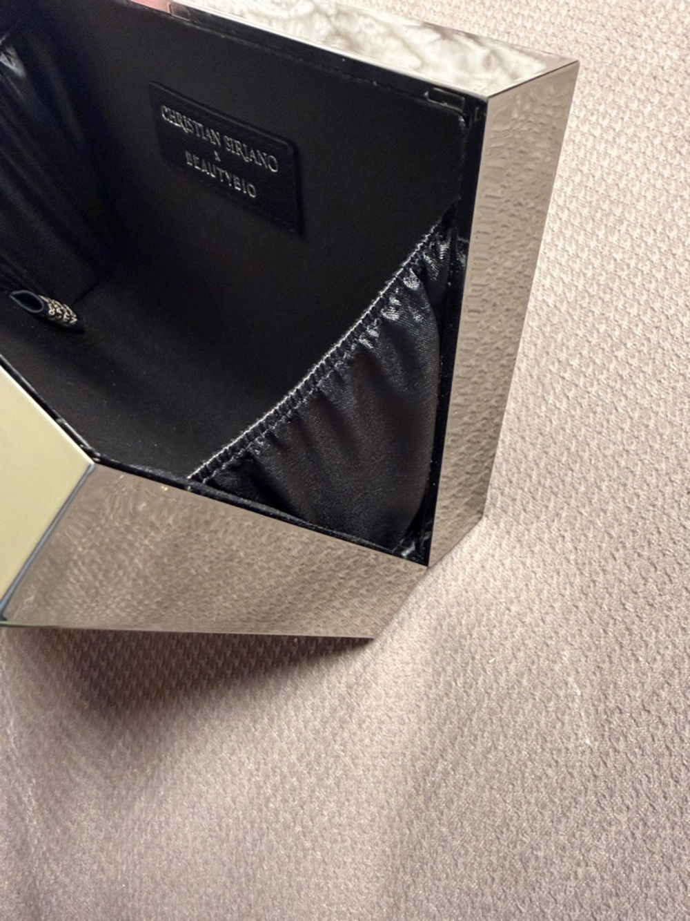 Christian Siriano Metallic Geometric Box Clutch in Silver - Picture 7 of 9